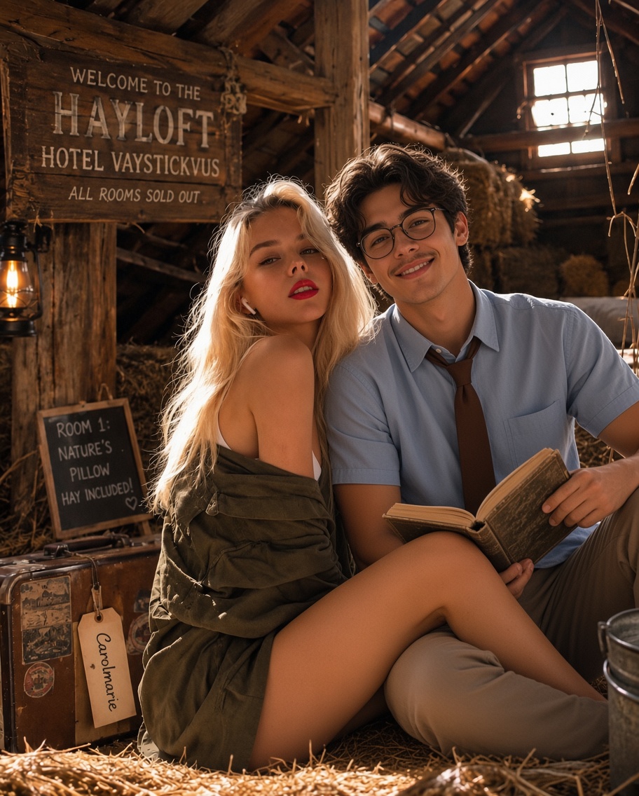 Carolmarie and Moishe Hablivilah in the Hayloft at Hotel Vaystickvus